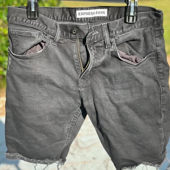 Express Black Denim Jeans Shorts - Picture 2 of 6
